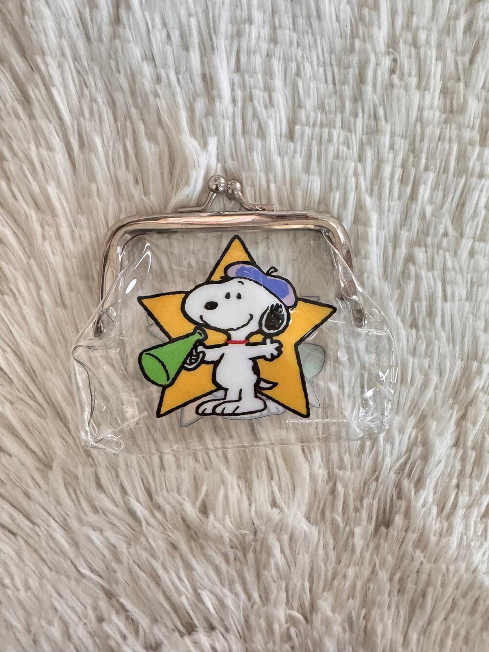 Snoopy clear coin purse vintage style Snoopy holding a megaphone inside star